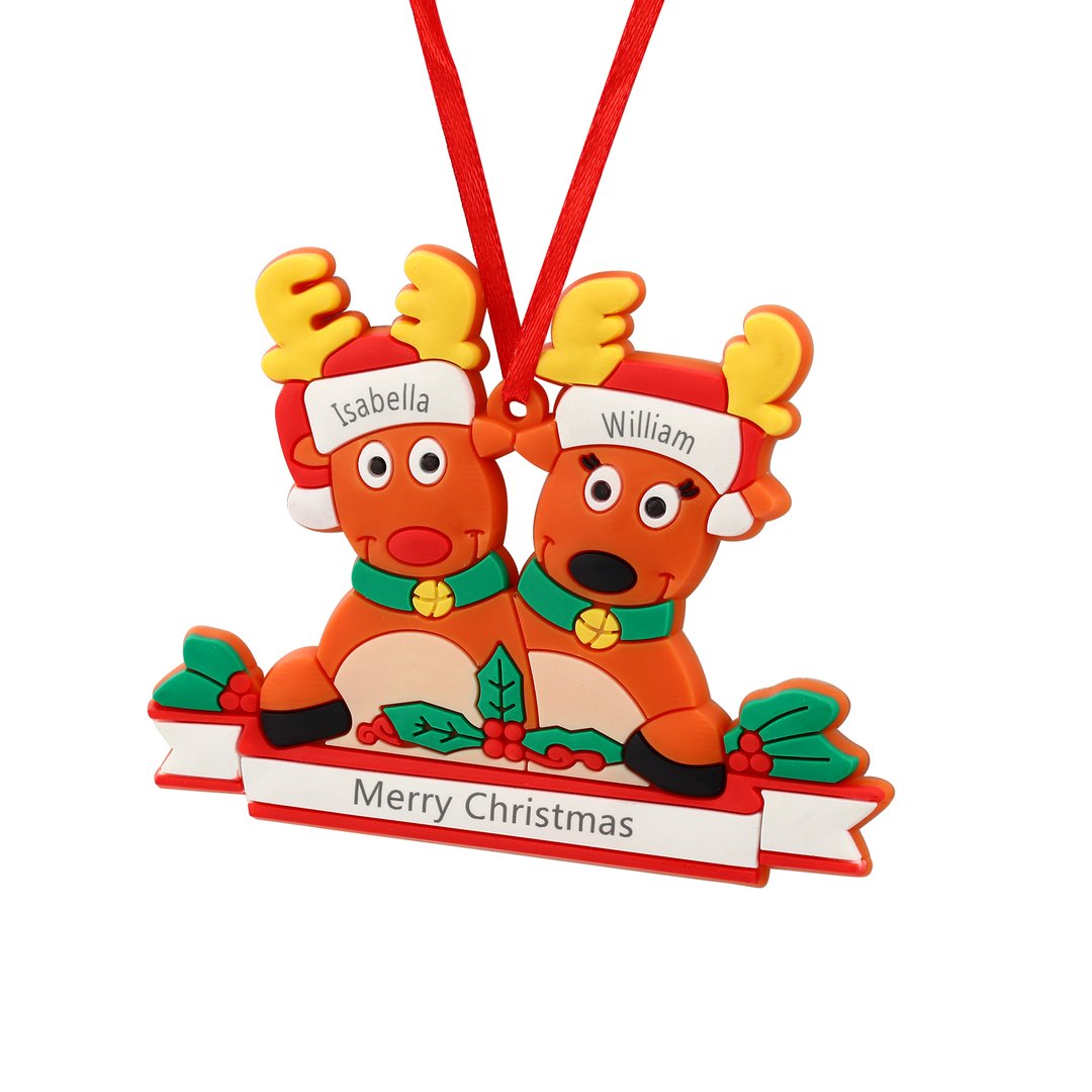 Custom Reindeer Family Christmas Ornament - handmade Ornament