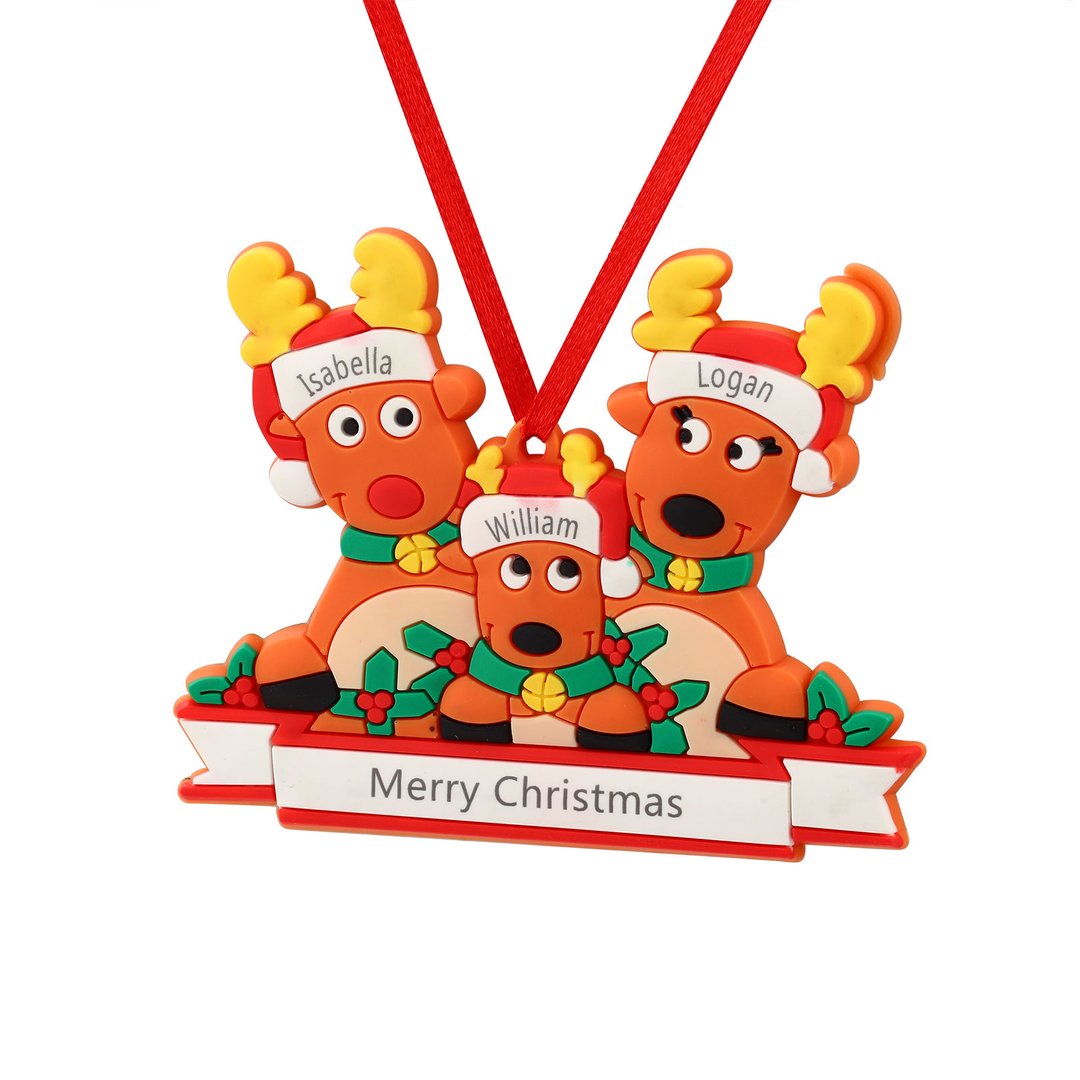 Custom Reindeer Family Christmas Ornament - handmade Ornament