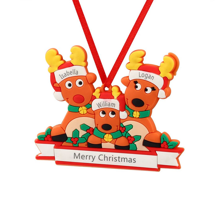 Custom Reindeer Family Christmas Ornament - handmade Ornament