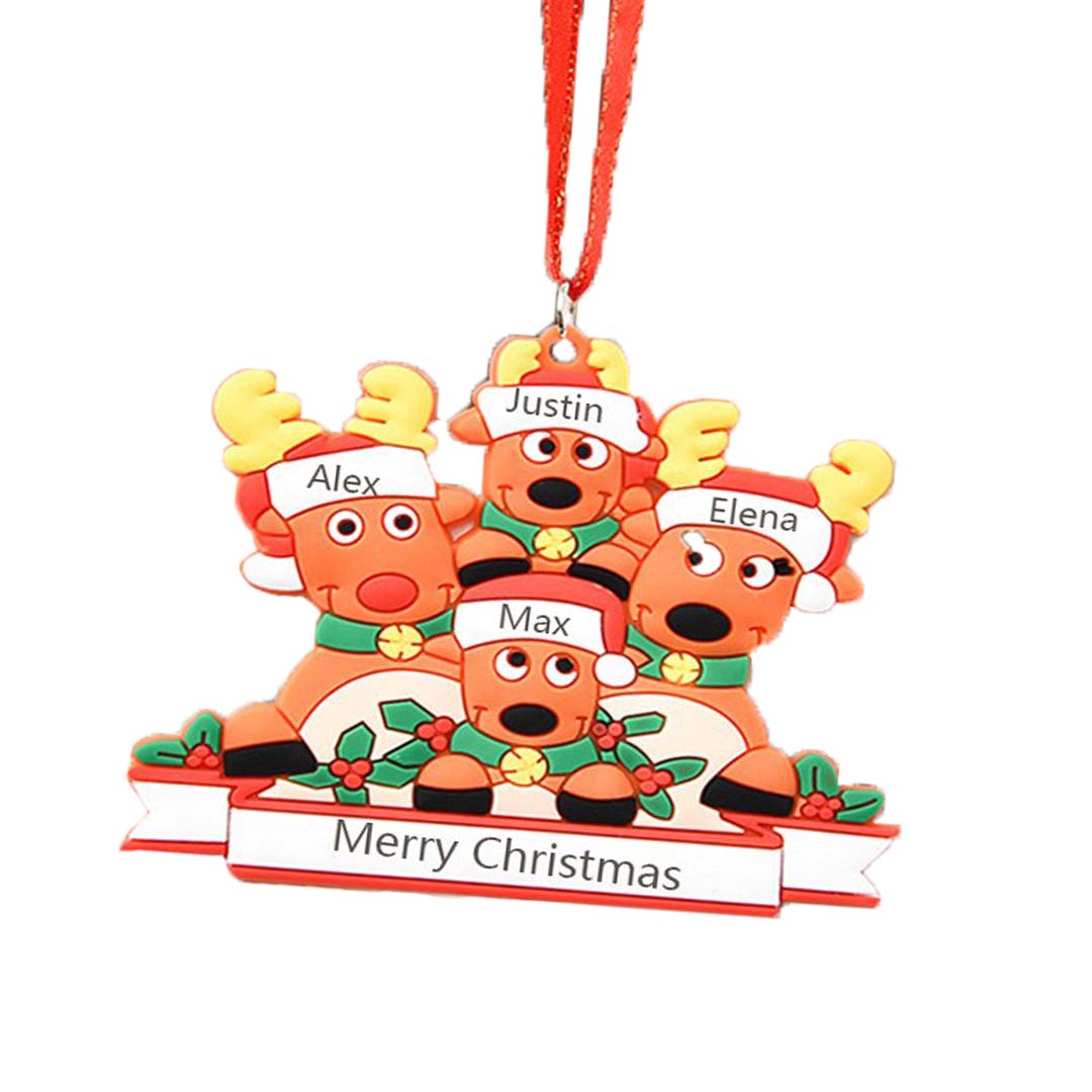 Custom Reindeer Family Christmas Ornament - handmade Ornament
