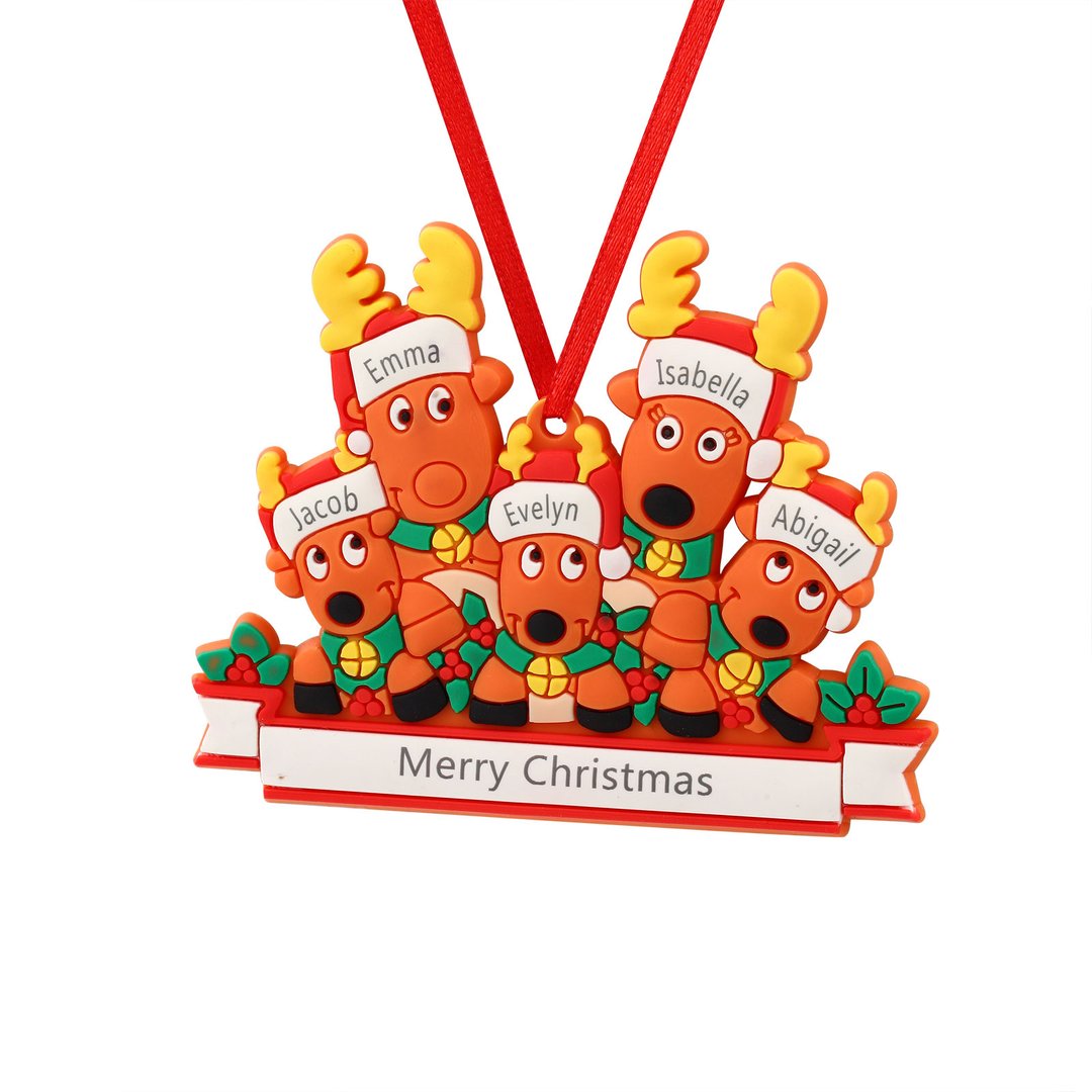 Custom Reindeer Family Christmas Ornament - handmade Ornament