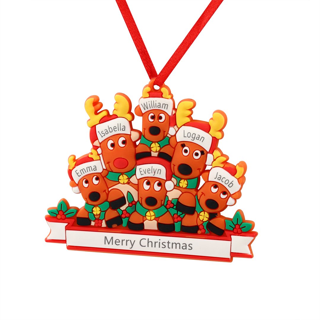 Custom Reindeer Family Christmas Ornament - handmade Ornament
