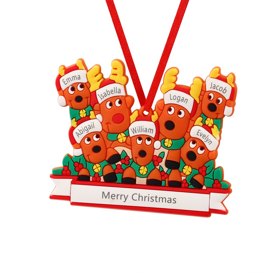 Custom Reindeer Family Christmas Ornament - handmade Ornament
