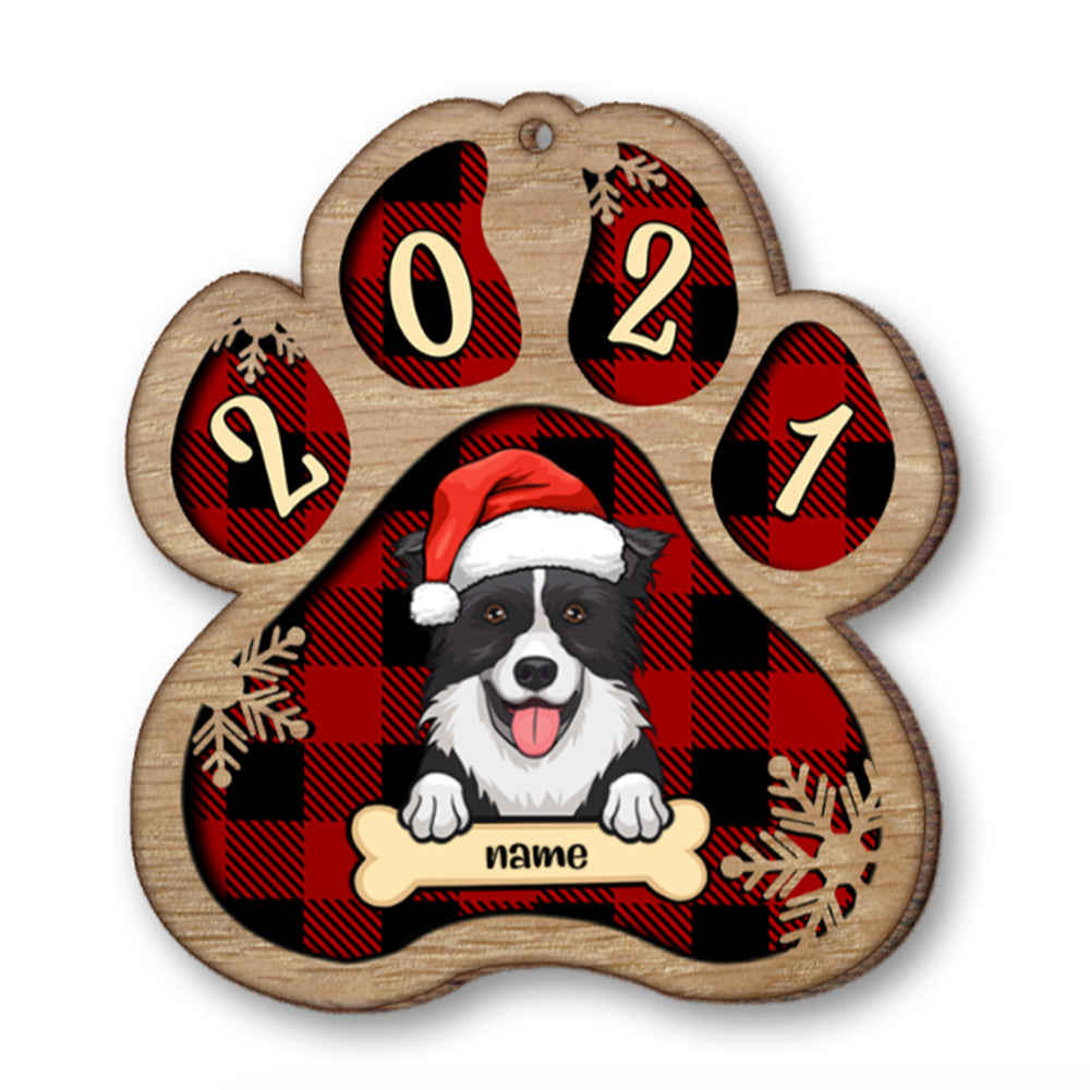 Personalised Dog Christmas Hat Wooden Ornament - handmade Ornament