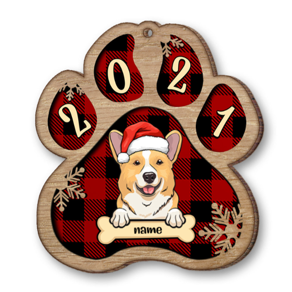 Personalised Dog Christmas Hat Wooden Ornament - handmade Ornament