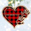 Custom Checkered Heart Family Christmas Ornament - handmade Ornament