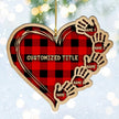 Custom Checkered Heart Family Christmas Ornament - handmade Ornament