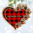 Custom Checkered Heart Family Christmas Ornament - handmade Ornament
