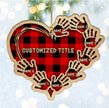 Custom Checkered Heart Family Christmas Ornament - handmade Ornament