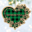 Custom Checkered Heart Family Christmas Ornament - handmade Ornament