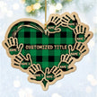 Custom Checkered Heart Family Christmas Ornament - handmade Ornament