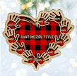 Custom Checkered Heart Family Christmas Ornament - handmade Ornament