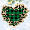 Custom Checkered Heart Family Christmas Ornament - handmade Ornament