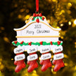 Personalised Red Stockings Family Christmas Ornament - handmade Ornament
