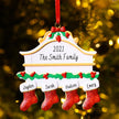 Personalised Red Stockings Family Christmas Ornament - handmade Ornament