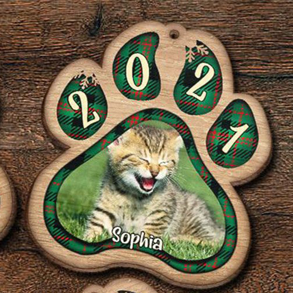 Personalised Dog Paw Wooden Christmas Ornament - handmade Ornament