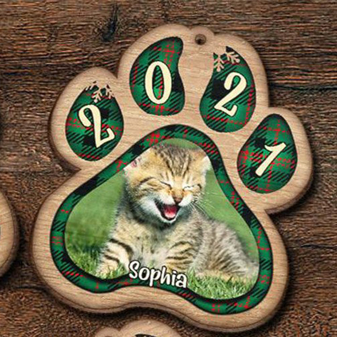 Personalised Dog Paw Wooden Christmas Ornament - handmade Ornament