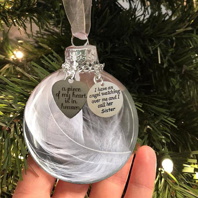 Personalised Memorial Feather Bauble Ornament - handmade Ornament