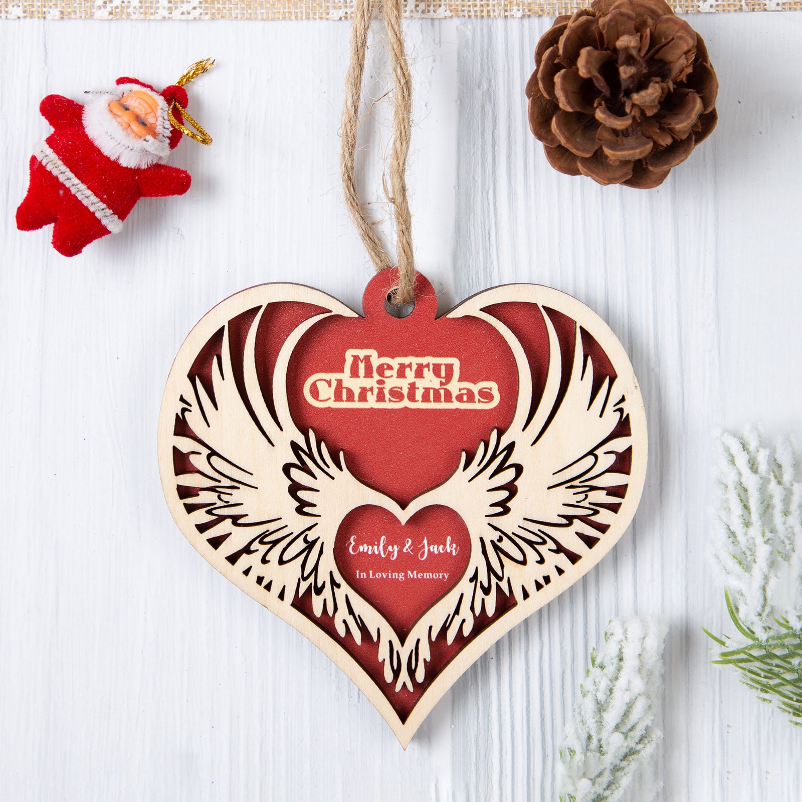 Personalised Merry Christmas Heart Ornament - handmade