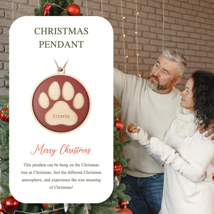 Personalised Name Paw Christmas Ornament - handmade