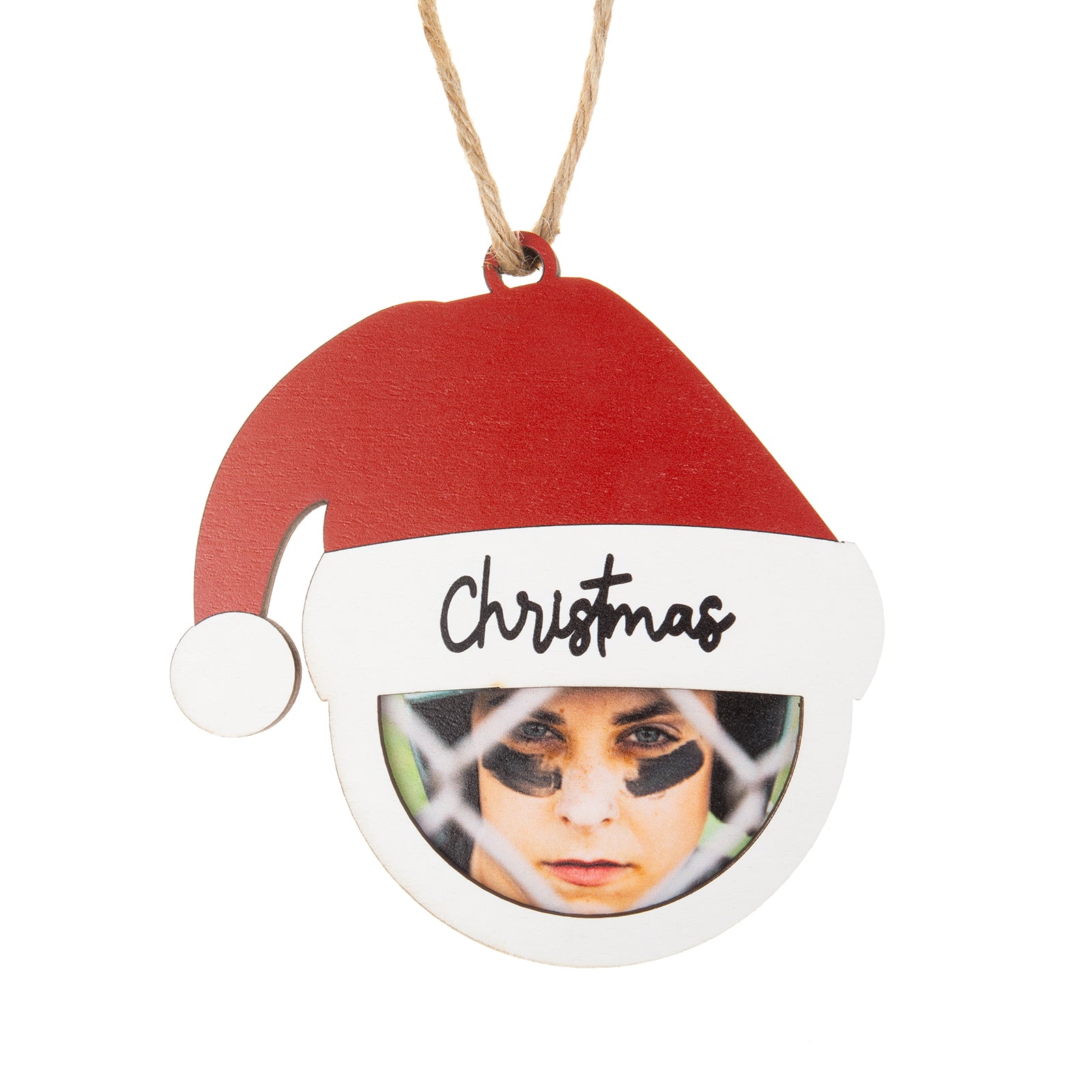 Personalised Photo Santa Hat Christmas Ornament - handmade