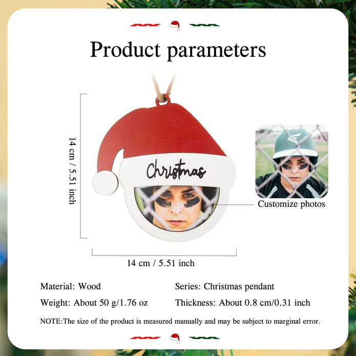 Personalised Photo Santa Hat Christmas Ornament - handmade