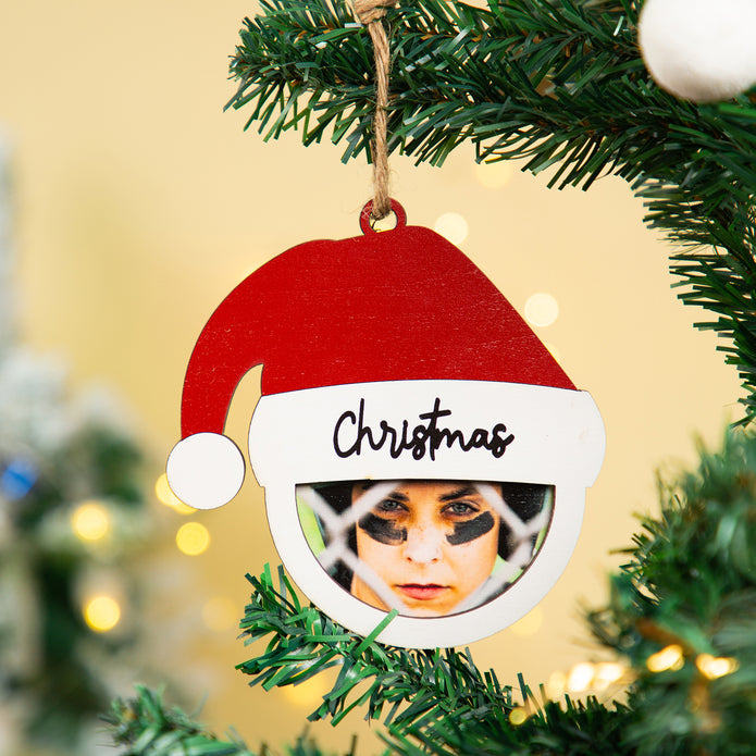 Personalised Photo Santa Hat Christmas Ornament - handmade