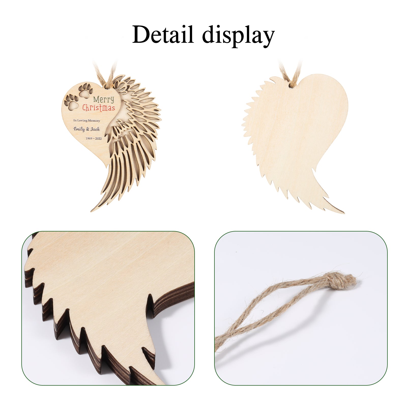 Personalised Angel Wing Christmas Ornament - handmade