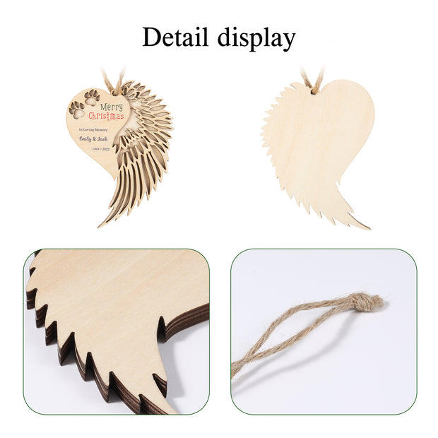Personalised Angel Wing Christmas Ornament - handmade