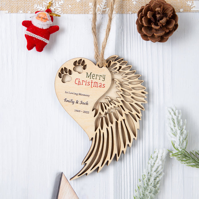 Personalised Angel Wing Christmas Ornament - handmade