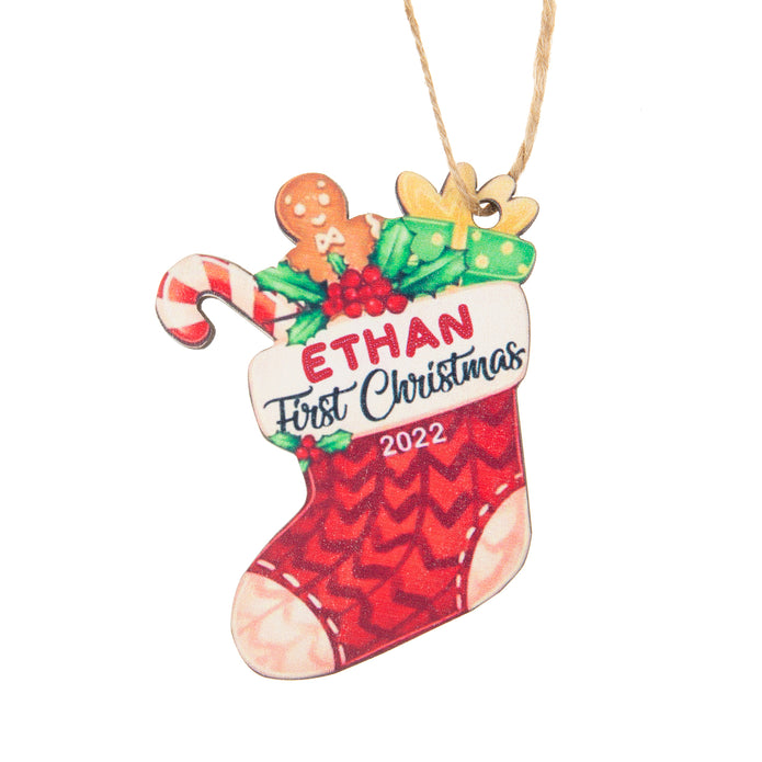 Personalised Name Christmas Stocking Ornament - handmade