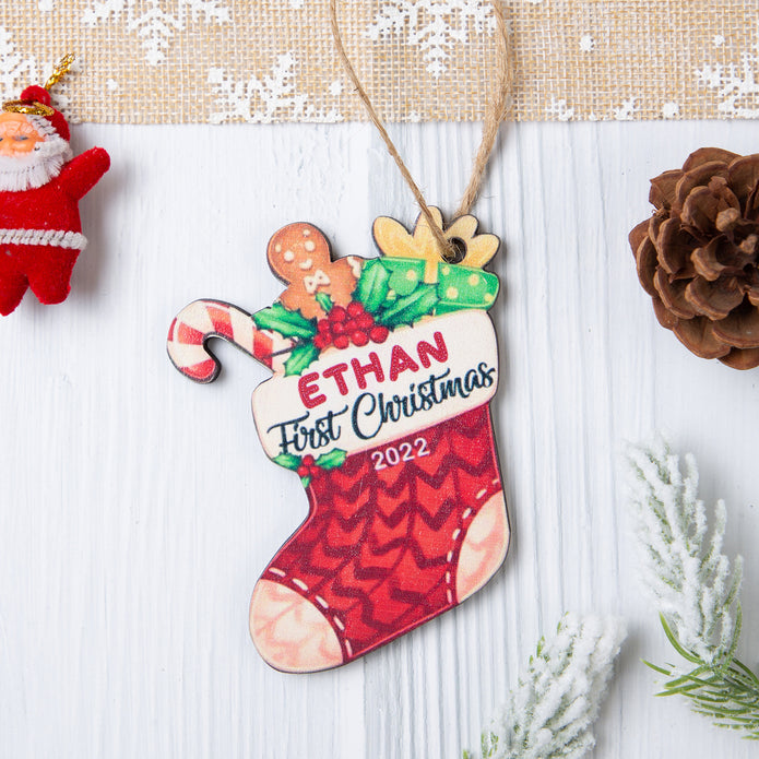 Personalised Name Christmas Stocking Ornament - handmade