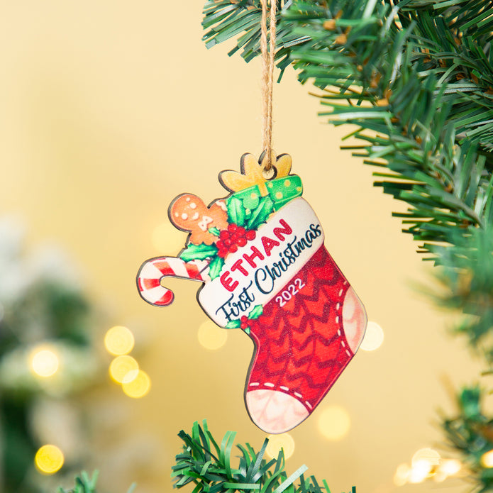 Personalised Name Christmas Stocking Ornament - handmade