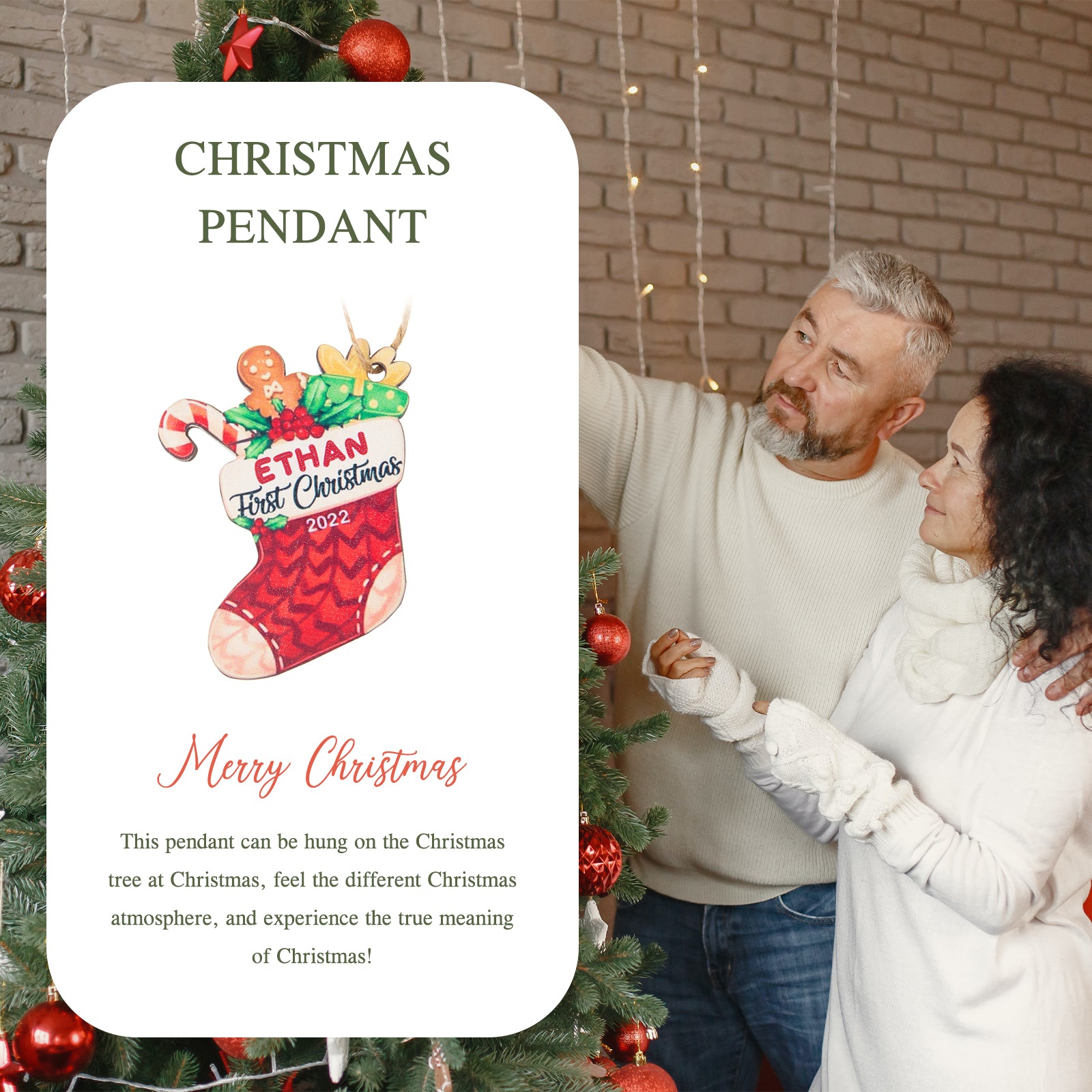 Personalised Name Christmas Stocking Ornament - handmade