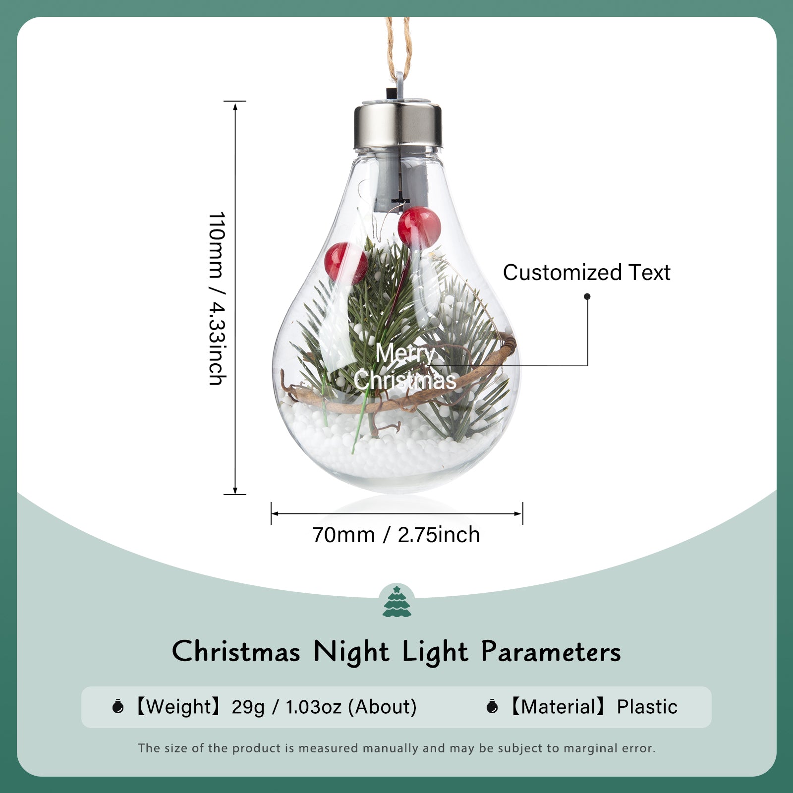 Personalised Christmas Name Light - handmade