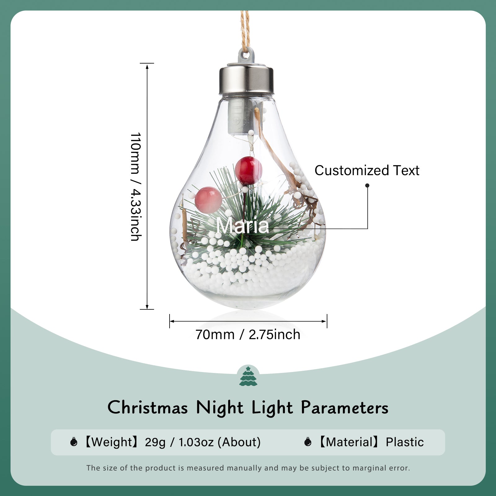 Personalised Christmas Name Light - handmade