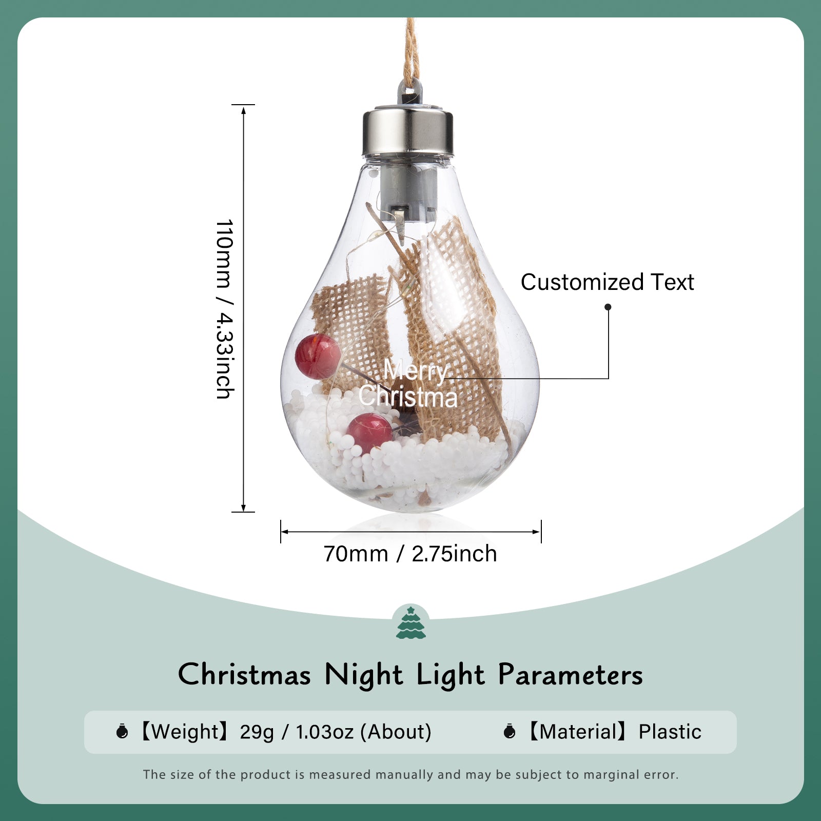 Personalised Christmas Name Light - handmade