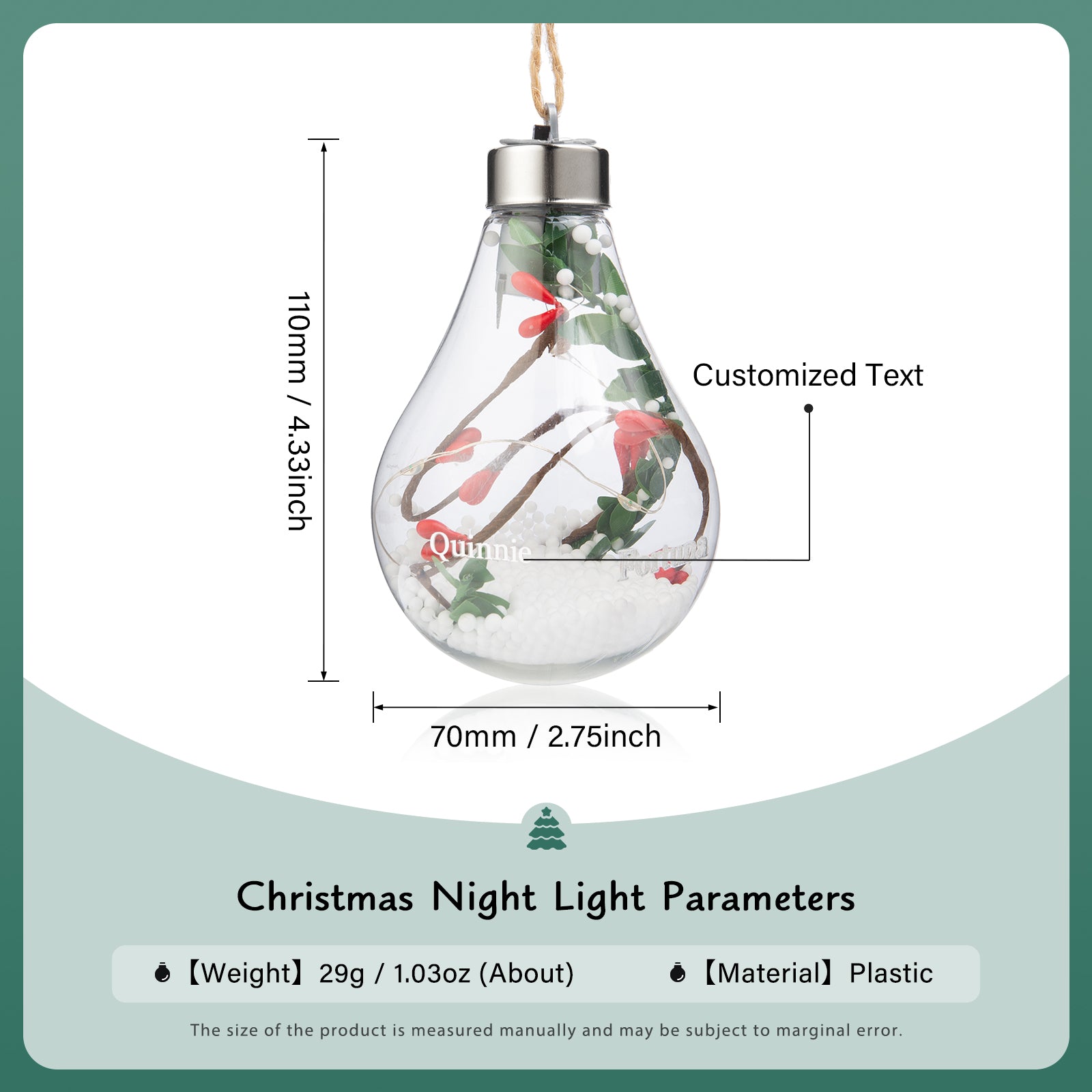 Personalised Christmas Name Light - handmade