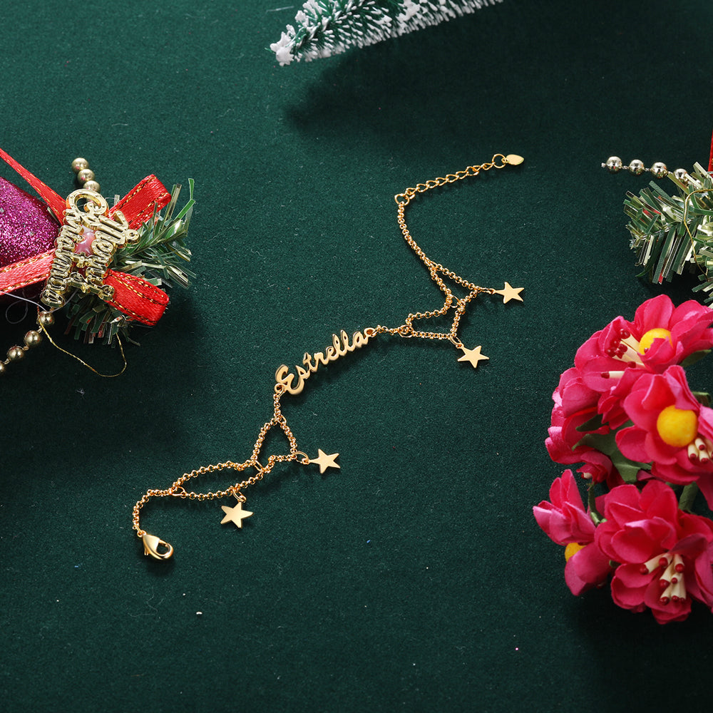 Custom Name Christmas Bracelet - handmade