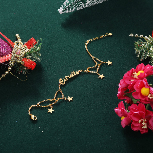 Custom Name Christmas Bracelet - handmade