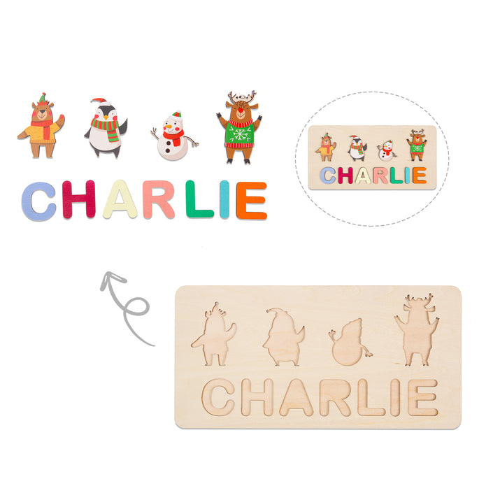 Personalised Wooden Christmas Name Puzzle - handmade