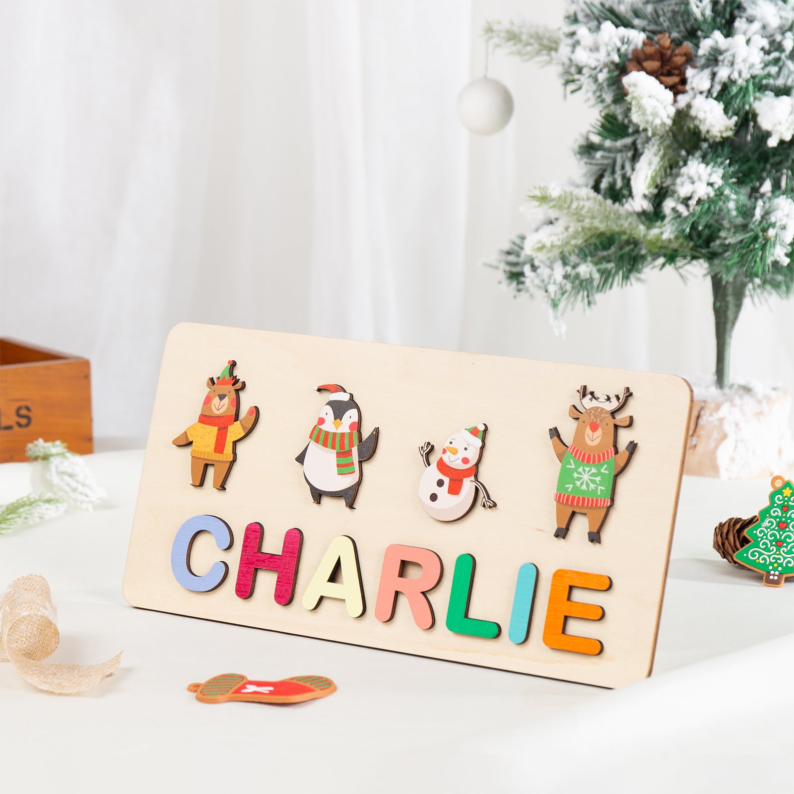 Personalised Wooden Christmas Name Puzzle - handmade