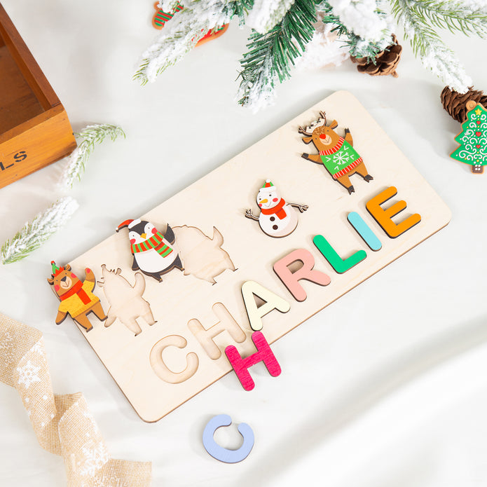Personalised Wooden Christmas Name Puzzle - handmade