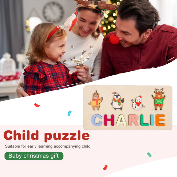 Personalised Wooden Christmas Name Puzzle - handmade