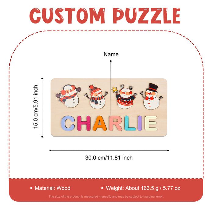 Personalised Snowman Name Puzzle - handmade