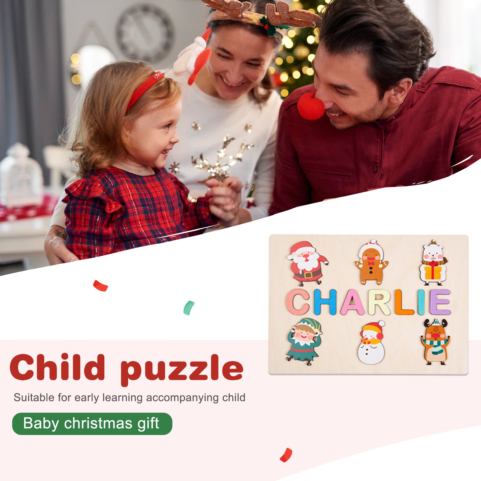 Personalised Wooden Christmas Puzzle - handmade