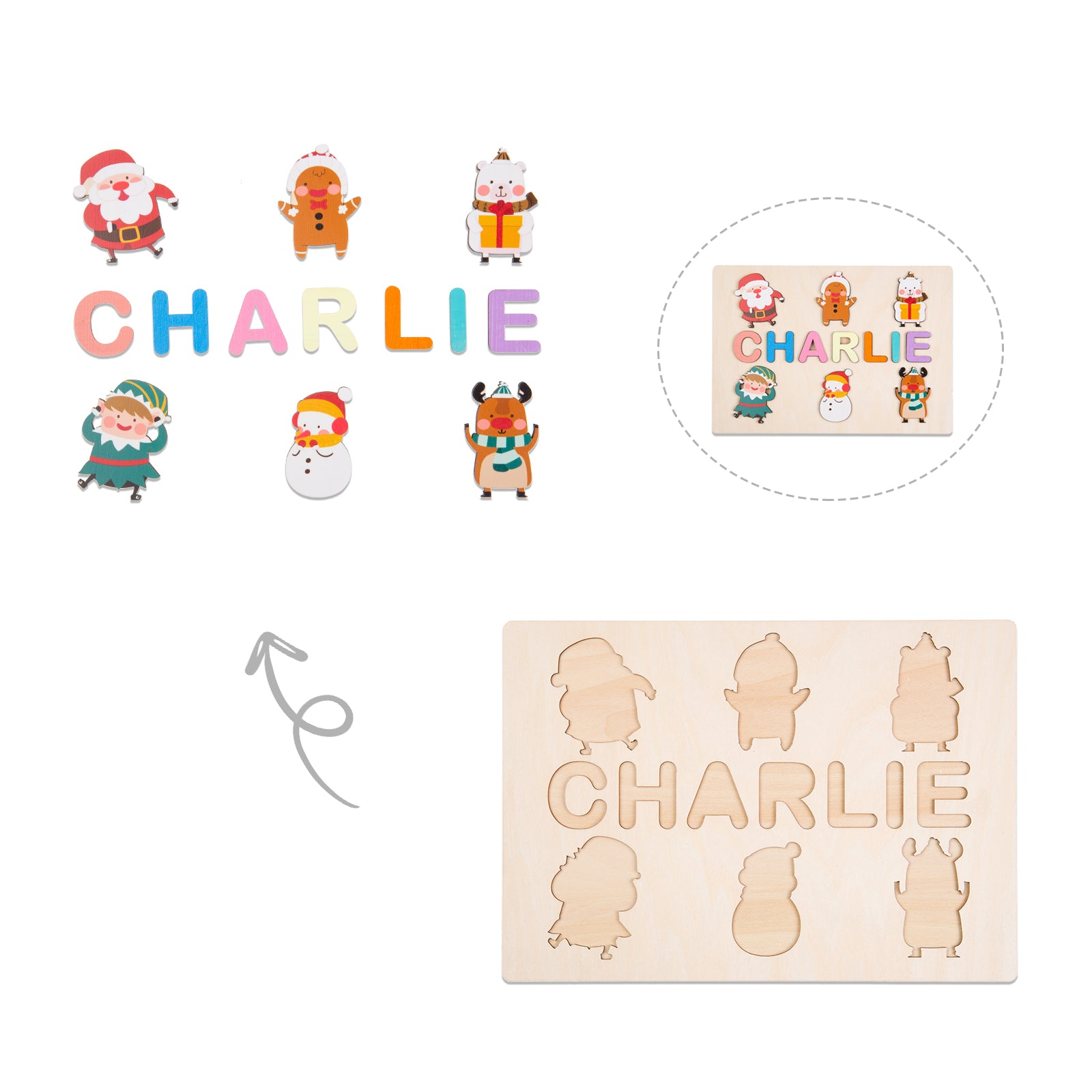 Personalised Wooden Christmas Puzzle - handmade