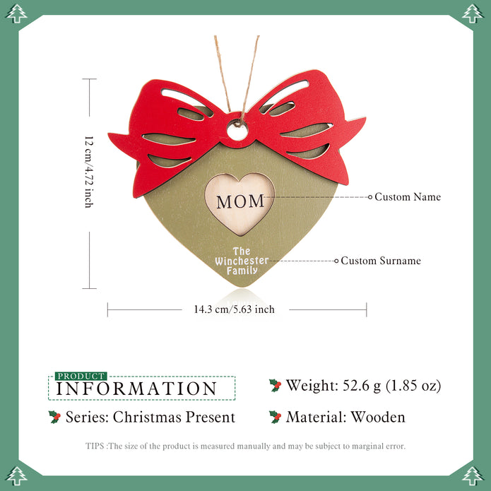 Personalised Heart Christmas Ornament - handmade