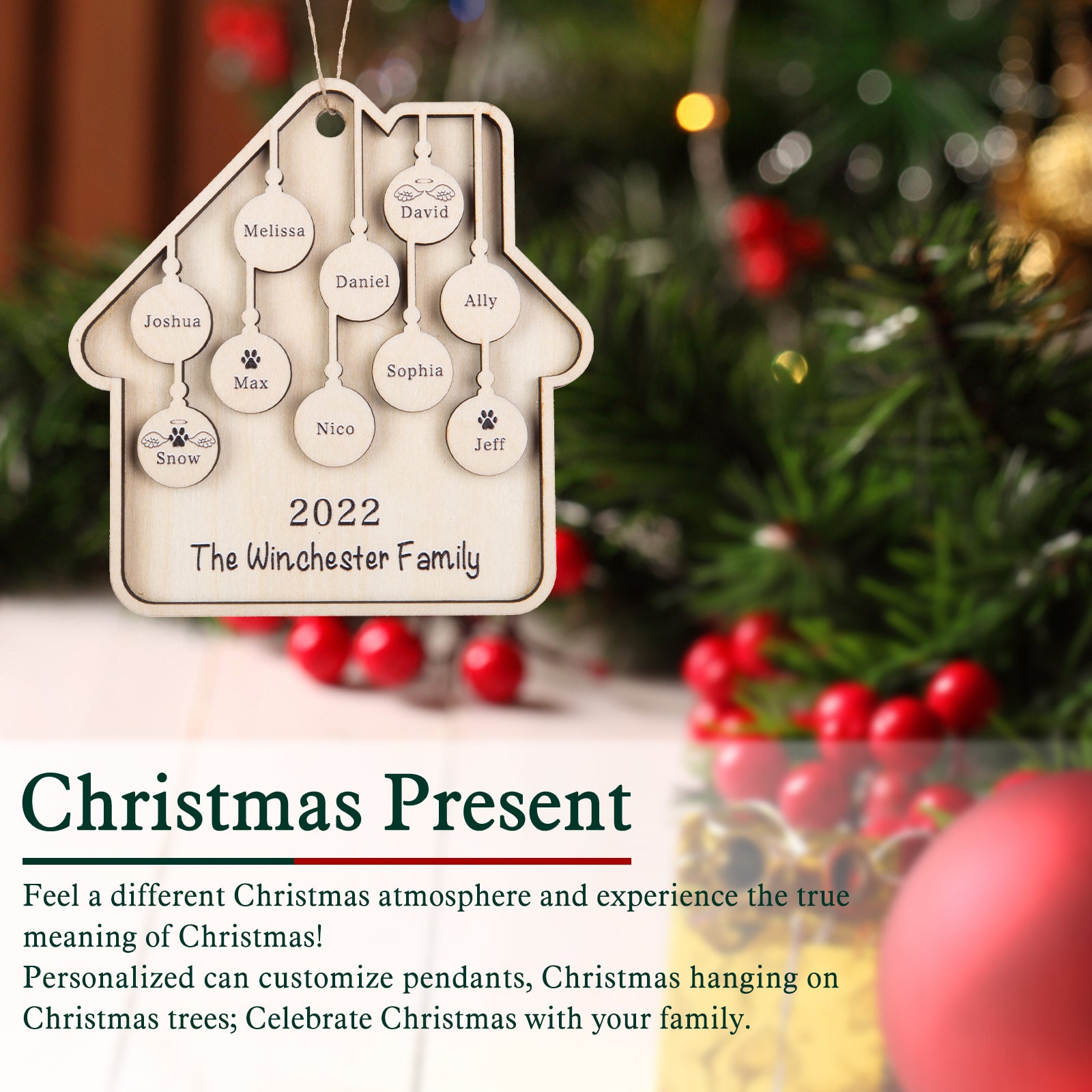 Custom Family Christmas Ornament - handmade