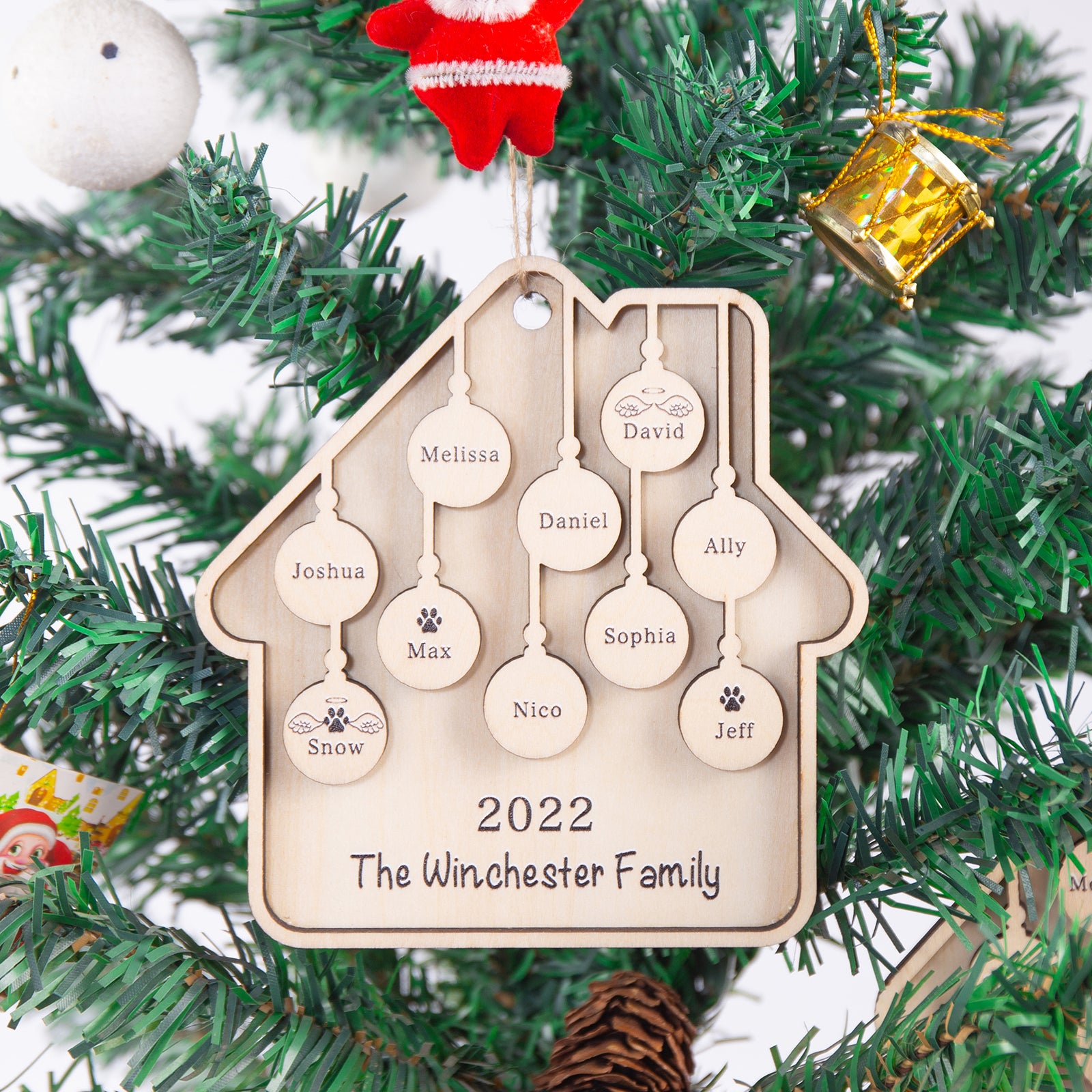 Custom Family Christmas Ornament - handmade